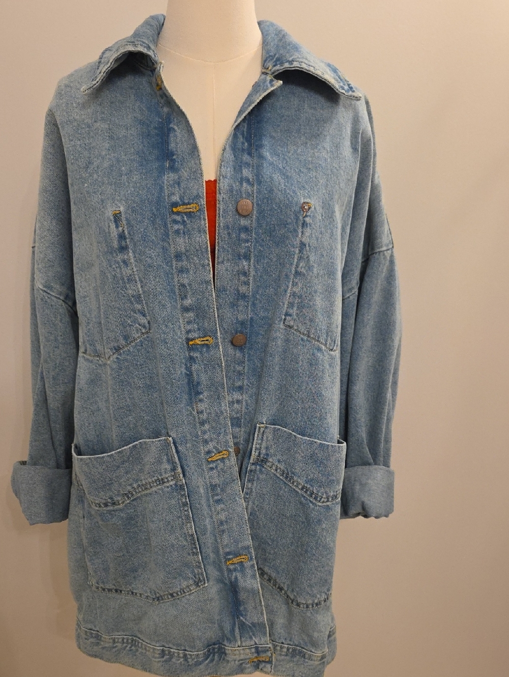 We The Free Light Blue Oversized Denim Jacket